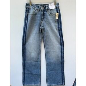 Aeropostale Womens XS Reg Baggy Wide Leg Jeans Two Tone Side Stripe Cotton Y2K